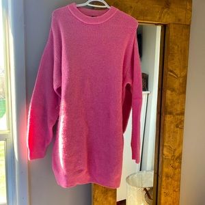 Bright pink H&M cozy and chic sweater dress